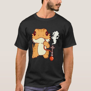 Camiseta Dragão-Barbudo Fumando Hookah Pogona Com Shisha