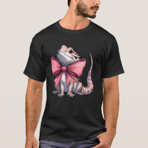 Camiseta Dragão Barbudo Laço Coquete Mamãe Fita Rosa Dia da