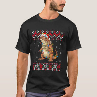 Camiseta Dragão Barbudo Santa Hat Homens Mulheres Crianças
