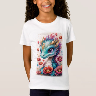 Camiseta Dragão bebê em azul e rosa