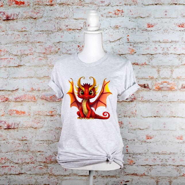 Camiseta Dragão-Bebê Vermelho Grande com Gráfico de Cavalos (Criador carregado)
