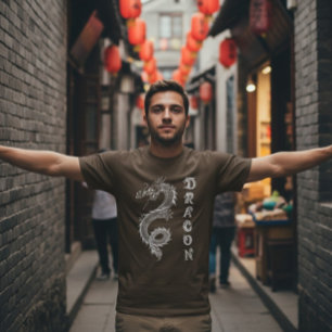 Camiseta Dragão Branco Mítico Chinês Dracon