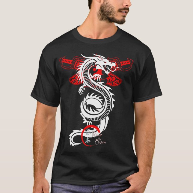 Camiseta Dragão Branco Wing Chun Kung Fu T-Shirt (Frente)