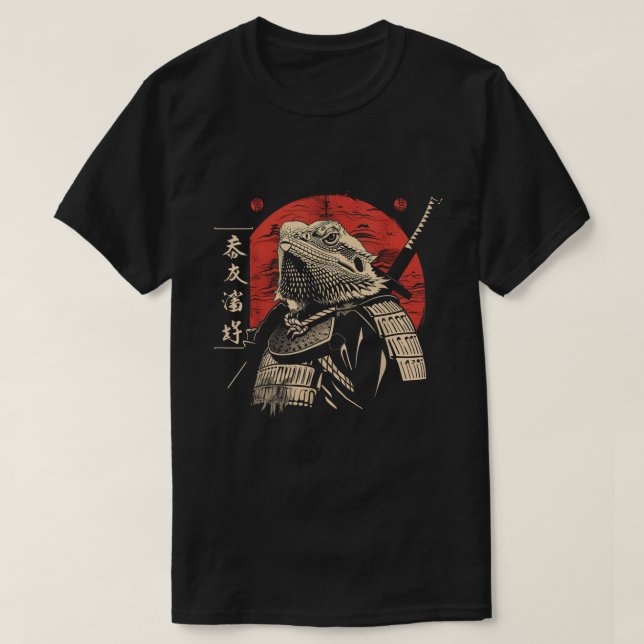 Camiseta Dragão cardeado como Samurai Japonês (Frente do Design)