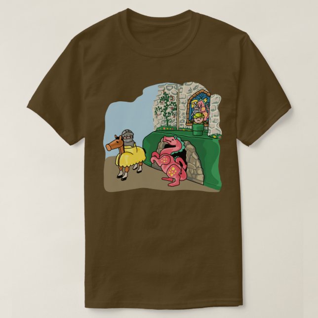 Camiseta Dragão, Cavaleiro, e Herói da Lei no Castelo (Frente do Design)