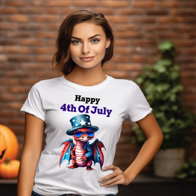 Camiseta Dragão Celebrando 4 de julho (Criador carregado)