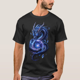Camiseta Dragão Celestial Azul Fantasia Japonesa