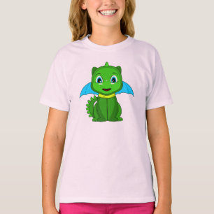 Camiseta Dragão Chibi Verde E Azul