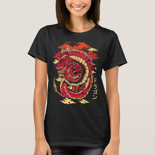 Camiseta Dragão Chinês - Arte Japonesa Dragão Tóquio (Frente)