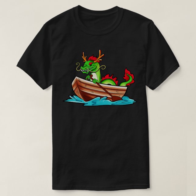 Camiseta Dragão chinês em barco a dragão (Frente do Design)