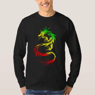 Camiseta Dragão Chinês Fantasy Tatuagem Colorida Mítica E