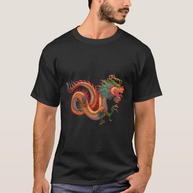 Camiseta Dragão Chinês Oferta Arte Tradicional do Dragão Ch (Frente)