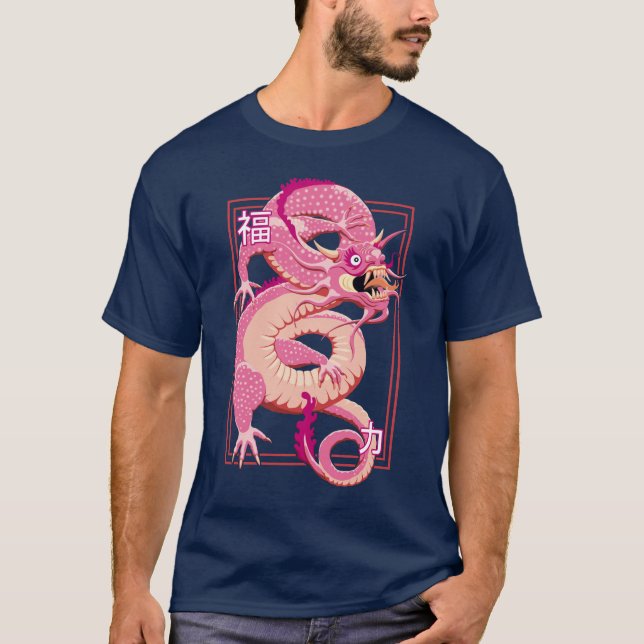 Camiseta Dragão Chinês Rosa (Frente)