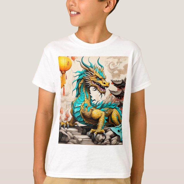 Camiseta Dragão chinês tradicional para o Ano Novo Chinês (Frente)