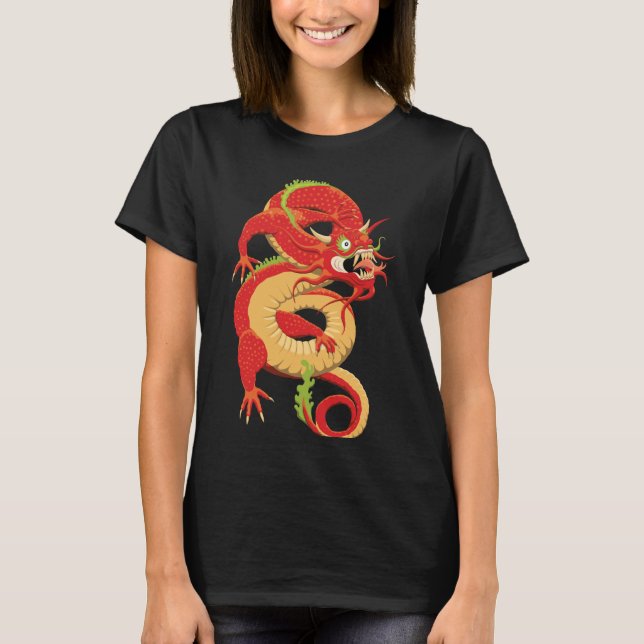 Camiseta Dragão chinês vermelho (Frente)