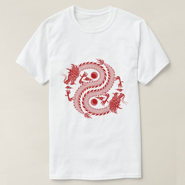 Camiseta Dragão chinês vermelho (Frente do Design)