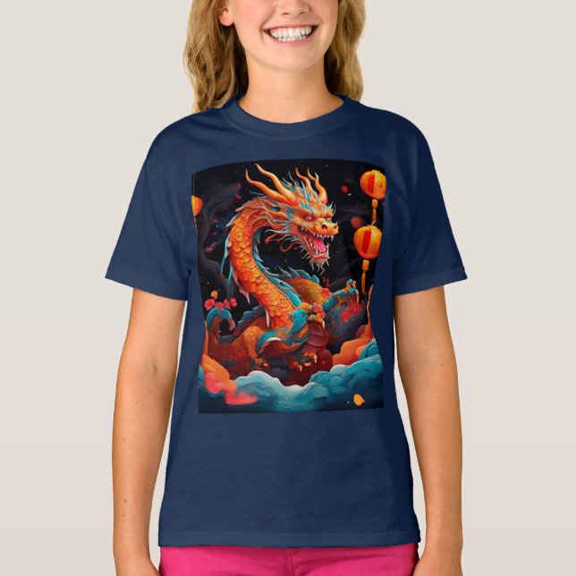 Camiseta Dragão colorido de Ano Novo chinês (Frente)