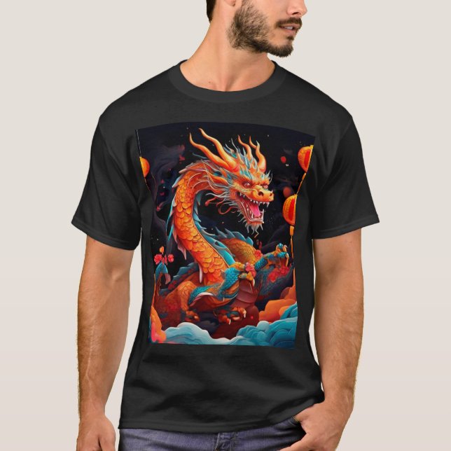 Camiseta Dragão colorido de Ano Novo chinês (Frente)