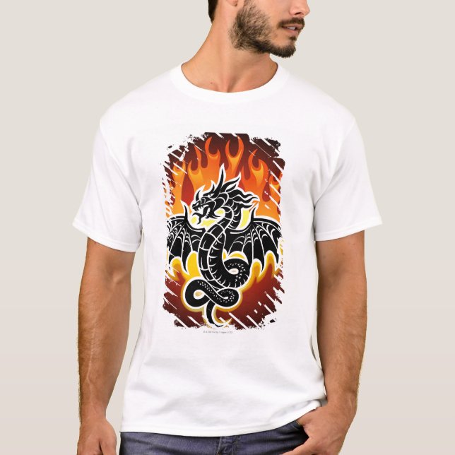 Camiseta Dragão com as chamas no fundo (Frente)