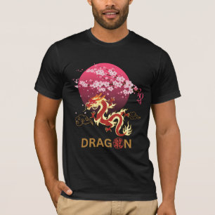 Camiseta Dragão com Cherry Blossom