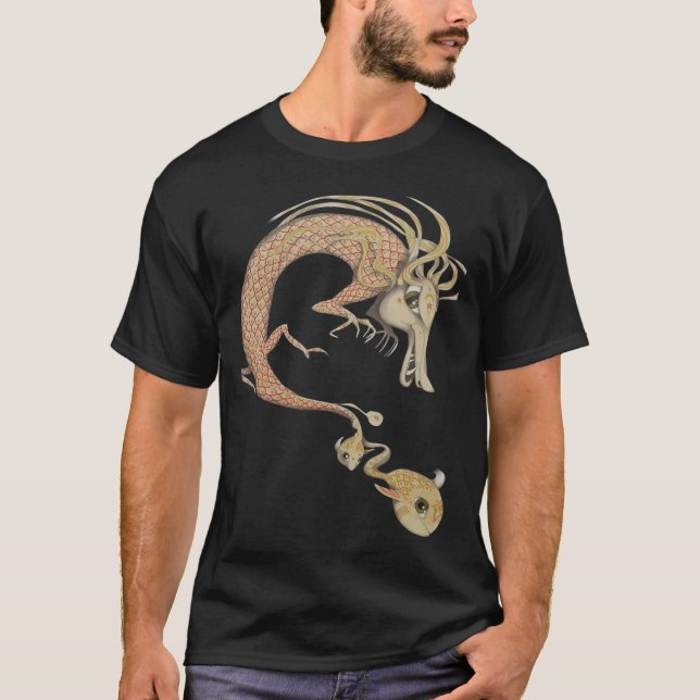 Camiseta dragão com peixe pequeno (Frente)