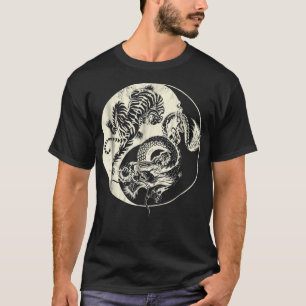 Camiseta Dragão Com Tatuagem De Tigre YIN E Yang Beast Fig