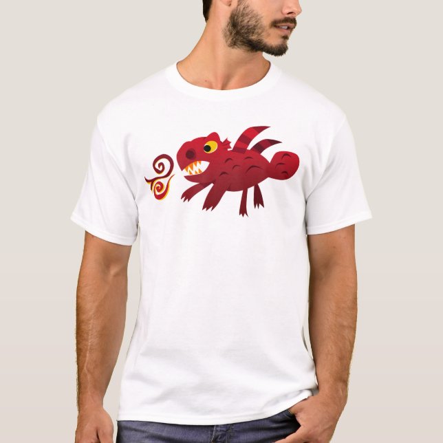 Camiseta Dragão contínuo vermelho (adulto) (Frente)