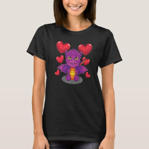 Camiseta Dragão Criatura Mítica Corações Fantasia Bonita Dr