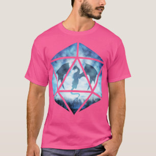 Camiseta Dragão D20 de gelo azul-céu