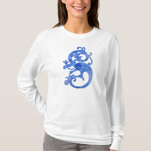 Camiseta Dragão da Fantasia Azul Medieval bonito Feminina