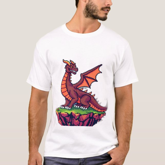 Camiseta Dragão da Vintage da Pixel Art (Frente)