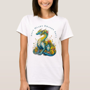 Camiseta Dragão de Alma com Coração Macio Arte de Dragão Fl