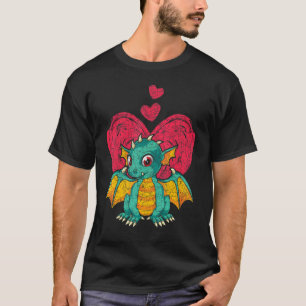 Camiseta Dragão de Animal Fantástico Corações Dragão Fofo