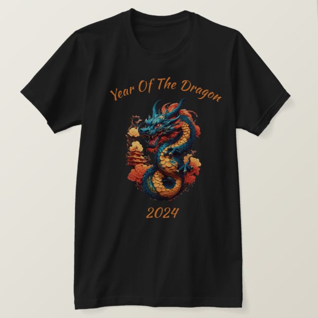 Camiseta Dragão de Ano Novo chinês festivo (Frente do Design)