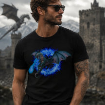 Dragão de Chama Azul Respirando Fogo
