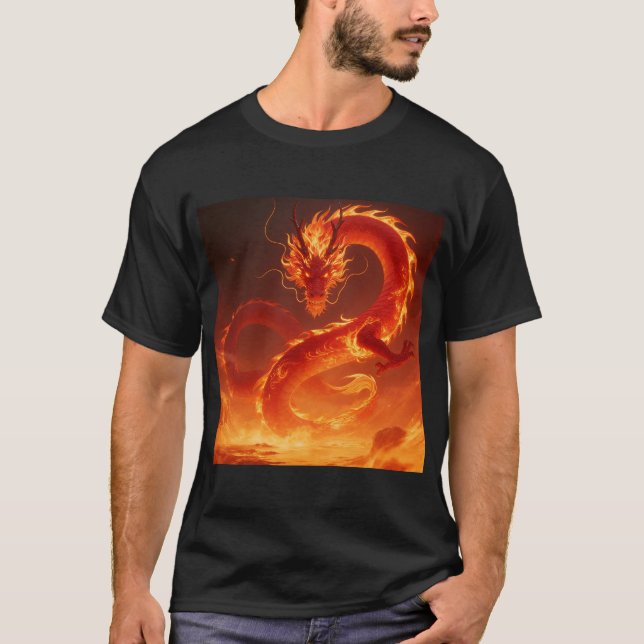 Camiseta Dragão de Fogo Fulgurante | Dragão de Chama Mítica (Frente)