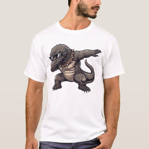 Camiseta Dragão de Komodo Dabbing Engraçado Fofo Dança Dab