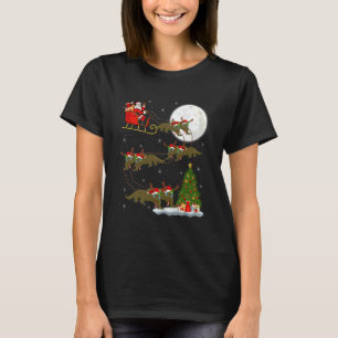 Camiseta Dragão de Komodo Papai Noel Trenó Voador Divertido