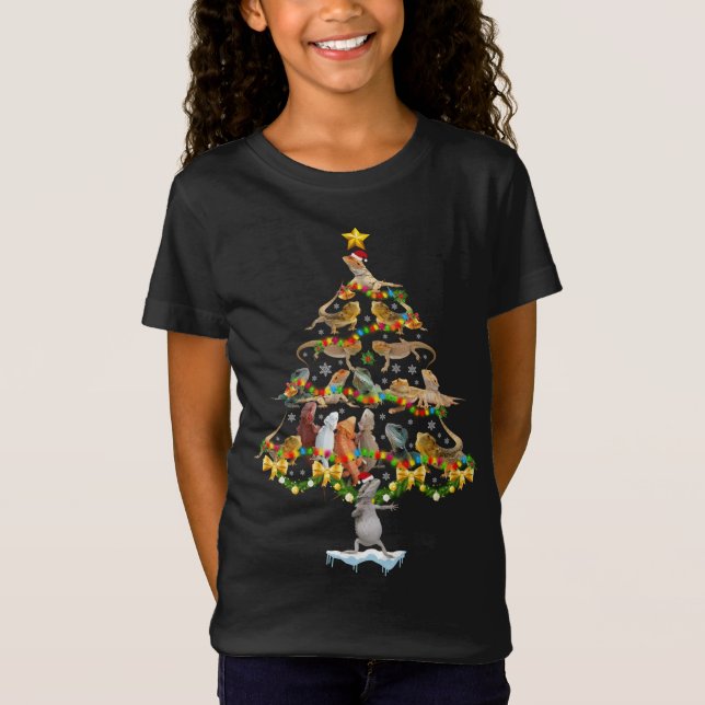 Camiseta Dragão-de-natal Árvore Engraçada (Frente)