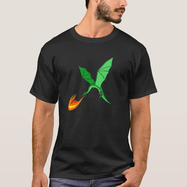Camiseta Dragão de respiração da chama (Frente)
