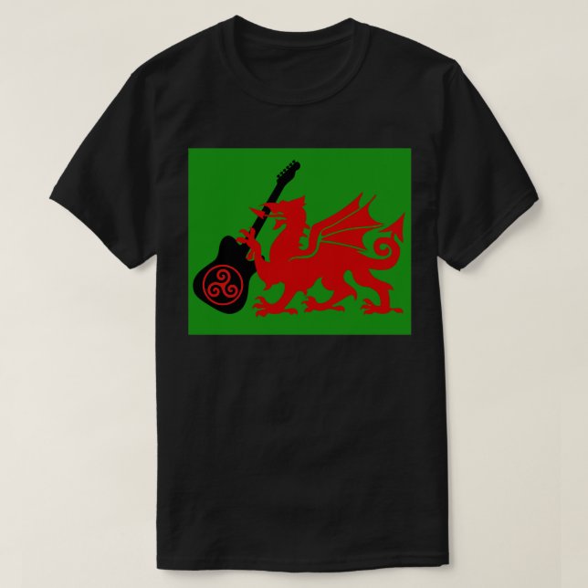 Camiseta Dragão de Violão Celta Galês (Frente do Design)