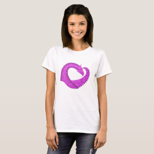 Camiseta Dragão do coração roxo brilhante em branco