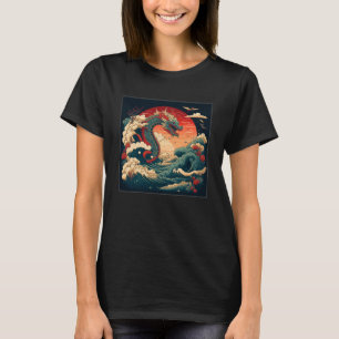 Camiseta Dragão do Mar legal Ilustração das Ondas do Oceano