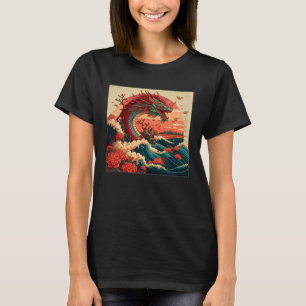 Camiseta Dragão do Mar legal Ilustração das Ondas do Oceano