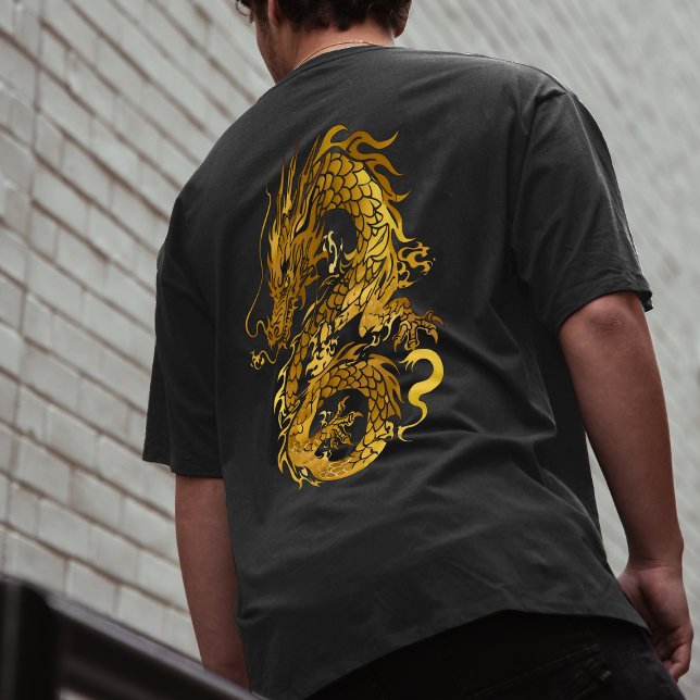 Camiseta Dragão Dourado 龍 Zodiac Gift Chinês 漢 Japonês 字 (Criador carregado)