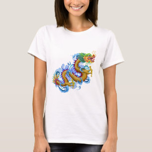 Camiseta Dragão Dourado com respingo da água