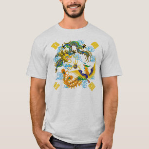 Camiseta Dragão e arte do chinês de phoenix