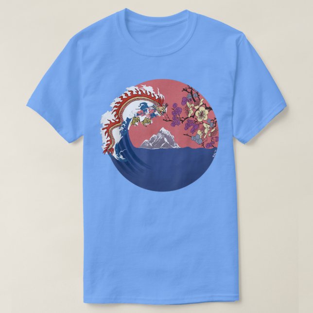 Camiseta Dragão e paisagem japonesa (Frente do Design)