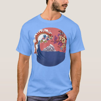 Camiseta Dragão e paisagem japonesa