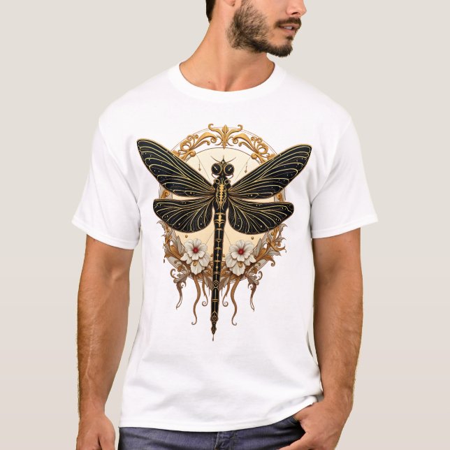 Camiseta Dragão Elegante Art Nouveau Steampunk (Frente)